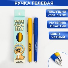 The pen is joke gel black pasta “When I passed the exam”, 2 pcs.