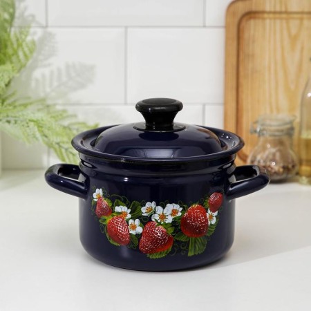 Cylindrical pan, 2 l, metal cover, induction, dree mix, blue color