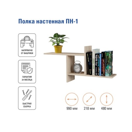 Hinged shelf PN-1 990x218x480, sonoma oak