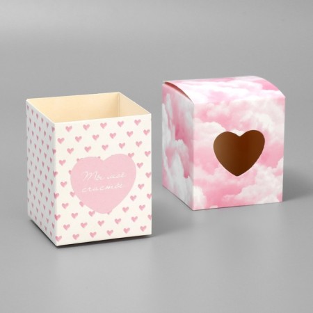 Bonbonnier box, gift packaging, pink clouds, 6 x 7 x 6 cm-3
