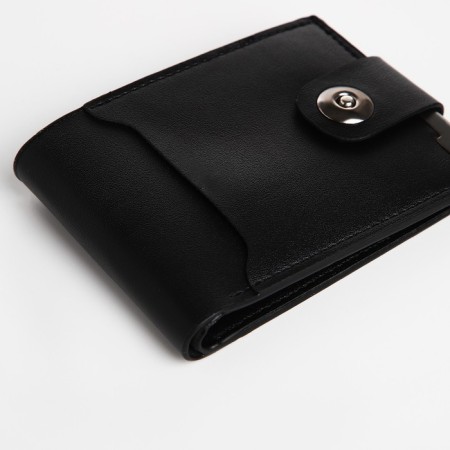 Male purse for magnet, department for bills, for maps, for coins, black color-2