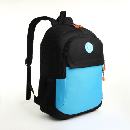 School backpack, 2 lightning departments, 3 pockets, black/blue color-2