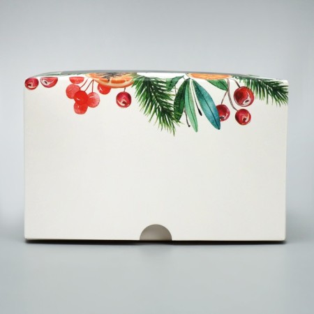 Capcake box folding with bilateral application "Wreath", 16 x 16 x 10 cm, New Year-4