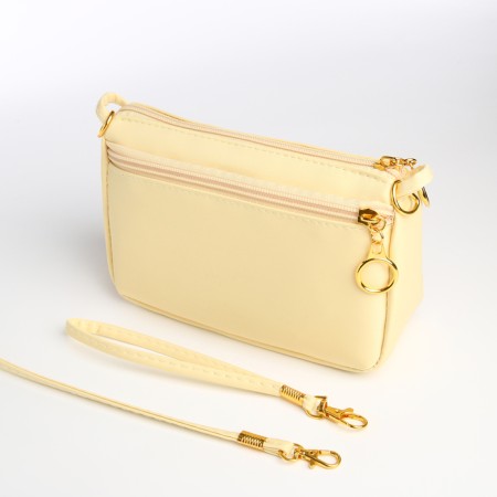 Bag Women's Cross-Bodi with a zipper, beige color-7