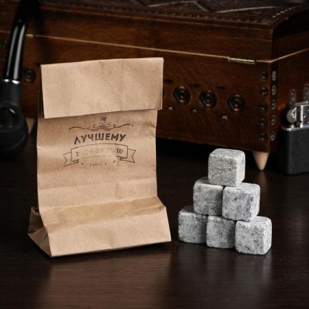 Stones for whiskey "better", in craft package, natural steat, 6 pcs.