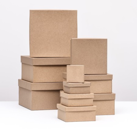 Set of square boxes 10 in 1 craft, 24.5 x 24.5 x11.5 - 6.5 x 6.5 x 4 cm,-1
