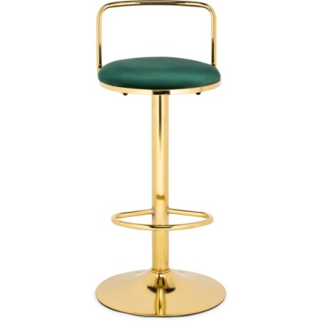 Barmot stool Lusia metal/velor, gold/green 38x40x84 cm-1