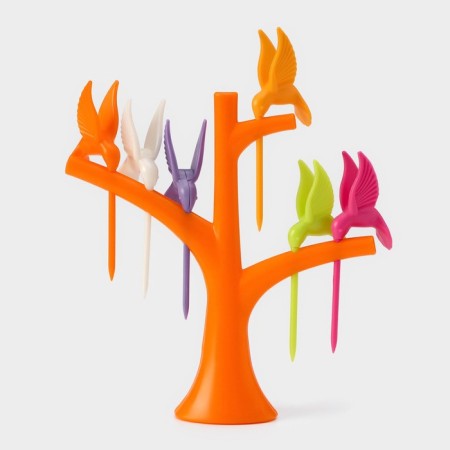 Set for Canapes "Birds", on a stand, 6 skewers, color mix-5