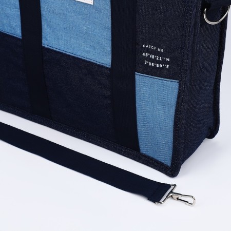 Bag Women's Shoper without fastening, lining, long belt, blue color-7