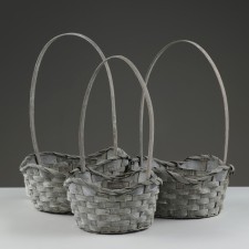 Camping of baskets, 19x7.5x9.5/31 cm, 22x9x11/34 cm, 24x9x11.5/35 cm, 3 pcs, gray, bamboo