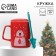 Ceramic mug with a spoon and cover "Bear", 400 ml, red color