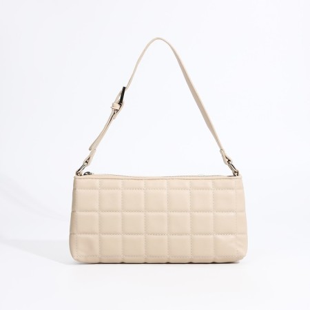 Baget bag with zipper, beige color