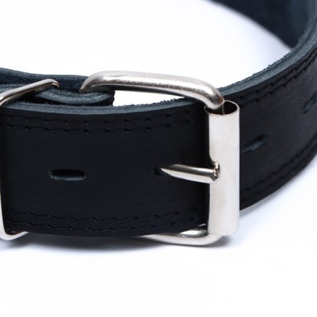 Collar of two-layer leather on suede, 3.5 cm, osh 41-51 cm, black-2