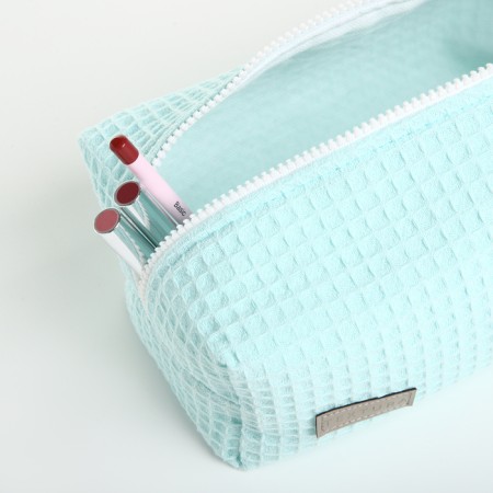 Cosmetic bag at the zipper textura, turquoise color-8