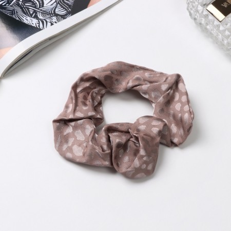 Hair elastic band "Orbit" ornament spots, 10 cm, brown-1