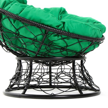 Armchair "Papasan" mini, rattan, pillow green mix, black frame, 81x68x77cm-7