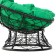 Armchair "Papasan" mini, rattan, pillow green mix, black frame, 81x68x77cm