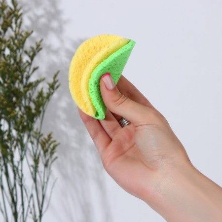 Washing sponge, round, 2 pcs, color mix-2
