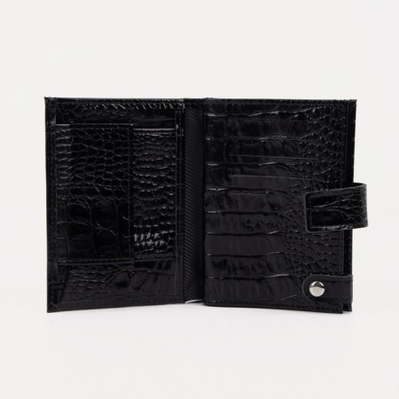 Male purse on a magnet for auto documents and passports, black color-2