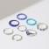 Set of rings 8 pieces "teenage", blue color in silver, 13 size