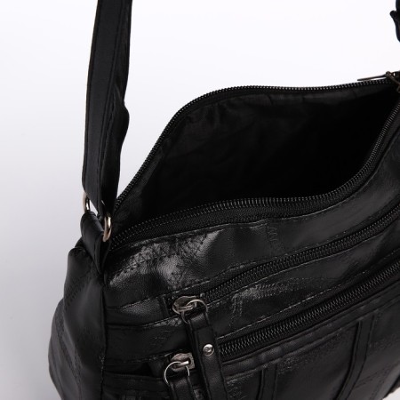 Female bag on one shoulder, on a zipper, black color-4