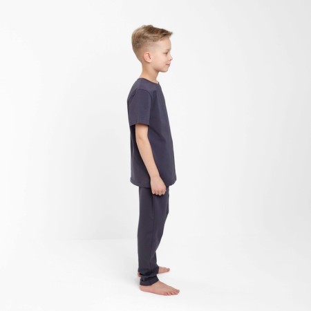 Pajamas for a boy (T -shirt, trousers) minku graphite color, height 140-1
