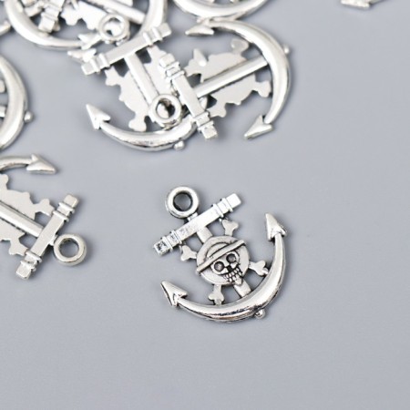 Decor for creativity Metal "Anchor with a skull" silver G131B522 2.2x1.9 cm