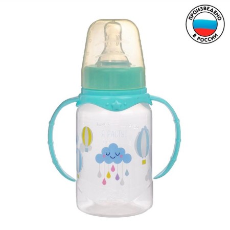 A bottle of feeding "Tender Cloud", a classic throat, with pens, 150 ml., 0 months, Biryuzovoy color-1