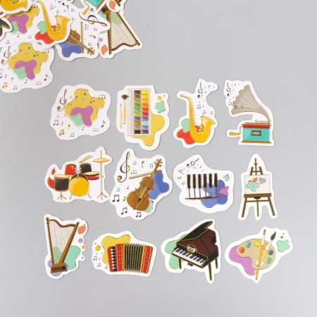 Stickers for creativity "Art and music" embossing gold set 48 pcs 9x7x0.8 cm-1
