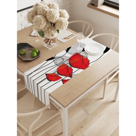 The path on the table "Flower kiss", oxford, size 40x145 cm