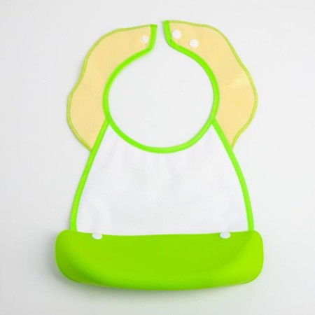 Bibslate for feeding "Flower" waterproof on the button, with a super-carman, the color is green-4