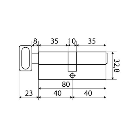 Cylinder mechanism standard Max, 80 mm (40x40V), 5 keys, key/turntable, matte nickel 1024813-2