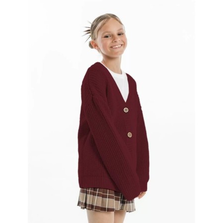 Кардиган для девочки Amarobaby Knit, рост 128 см, цвет бордовый-8