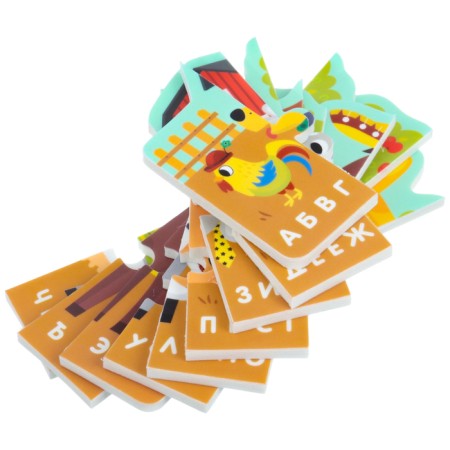 Soft puzzle for kids "Alphabet: Farm", 9 parts, crumb I-11