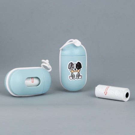 Container with packets for cleaning the dog "on a walk", the color of the blue-2