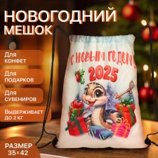 New Year 2025. New Year's bag for gifts on the cord 