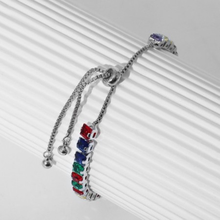 Bracelet with rhinestones "shine" on a puff, colored in silver-5