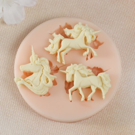 Mold Silicon "Three Unicorns" 3.6x2.2x0.5 3.3x2.3x0.5 3.1x2.5x0.5 cm