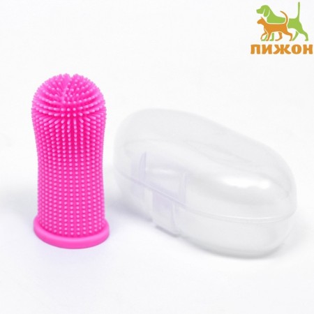 Brush for brushing animal teeth, 5.5 x 2.5 cm, pink, container 7 x 4 cm