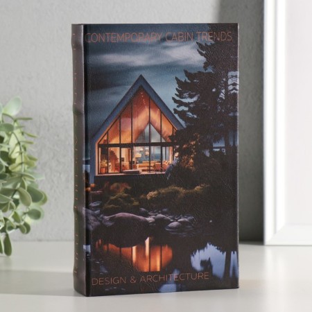 Safe-book wood, leatherette "Design and architecture of cottages" 21x13x5 cm