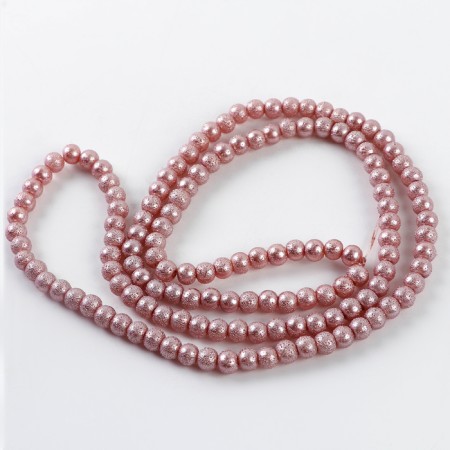Glass beads, set 140 pcs., Size 1 pc. - 6 mm, pink color-2