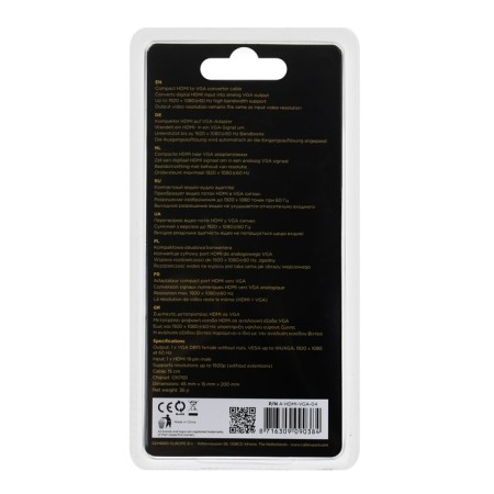 Adapter Cablexpert A-hdmi-VGA-04, HDMI-VGA, black-1