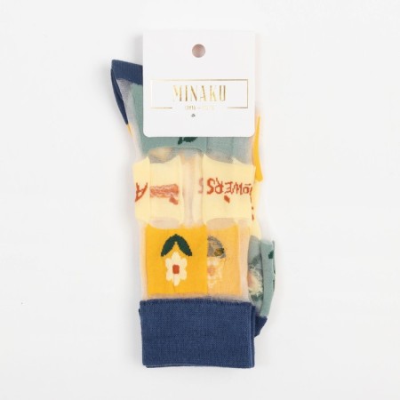 Women's socks minku "Flowers/avocado", size 36-39 (23-25 ​​cm)-6