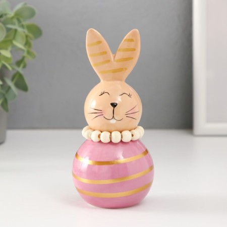 Souvenir Ceramics "Bunny Nevali with stripes" beige-lilac 6.3x6.3x13.3 cm