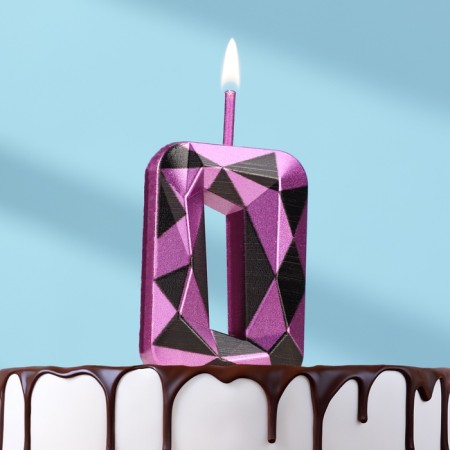 Candle for the Cake "Diamond, number" 0 ", purple metallic