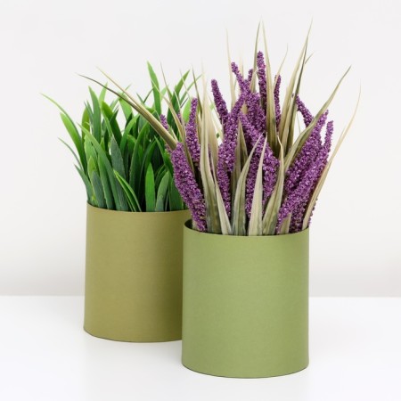 Set of round boxes 2B1, "dark green", without a cover, 10 x 10 x10.5 cm