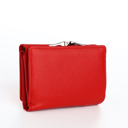 Women's wallet on magnets, red color-1