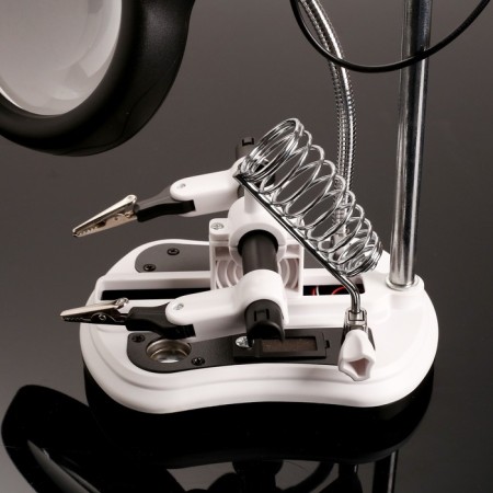 The third hand for soldering, with a clamp, 2.5x, 5x 10x, diameter 105mm, with backlight-3