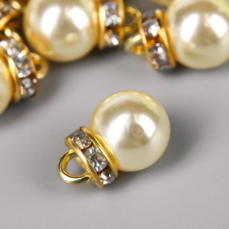 Decor for creativity plastic "Natural pearl with a loop" set 10 pcs 1x1.2 cm-1