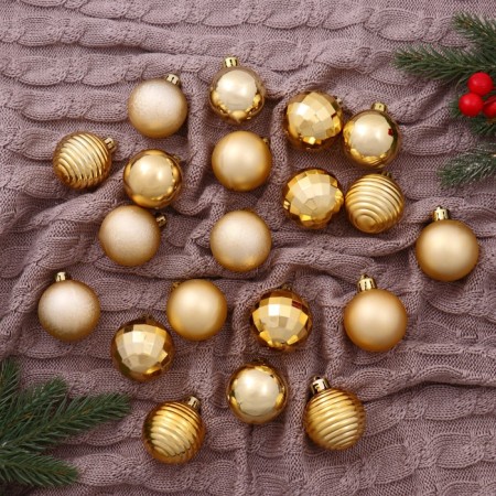 Christmas tree toys, New Year's balls, plastic, D-4 cm set, 20 pcs "Disport" gold